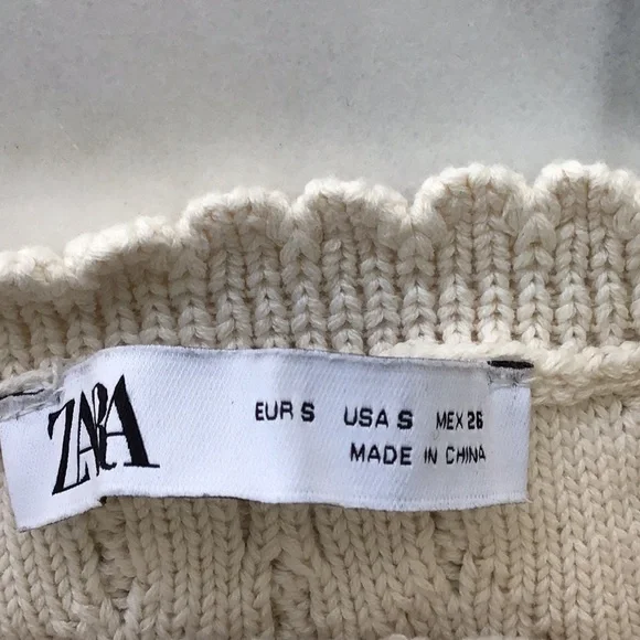 ZARA Embroidered Knitted Beaded Crop Tube Top - Picture 4 of 4